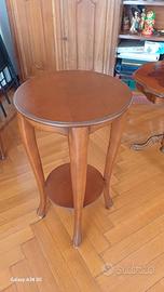 Tavolinetto rotondo portalampada in noce