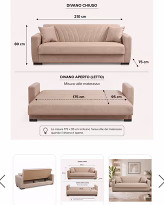 Divano letto con cassettone