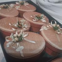 7 scatole in tessuto seta per bomboniere