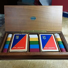 Scatola in noce Dal Negro set carte da gioco Poker