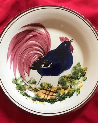 Piatto da muro in ceramica -  "Gallo Canterino"