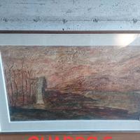 Quadro Adelio Colombo, paesaggio lacustre 1900