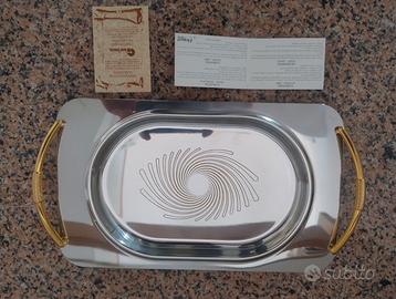 Vassoio acciaio inox 18/10 e oro zecchino