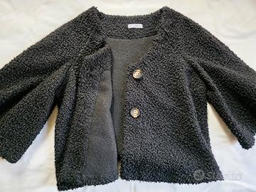 Giacca corta Teddy / Bouclé Nera - Made in Italy