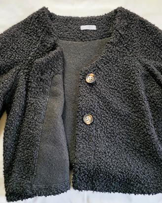 Giacca corta Teddy / Bouclé Nera - Made in Italy