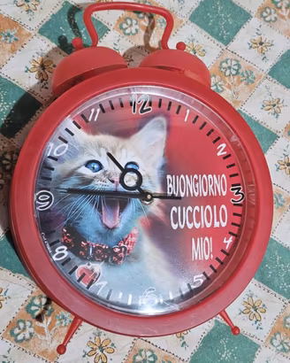 Orologio rosso con gattino