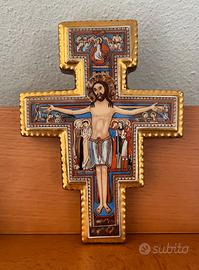 Crocifisso San Damiano in ceramica vintage ‘60