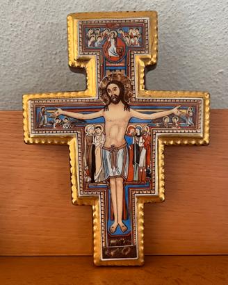 Crocifisso San Damiano in ceramica vintage ‘60