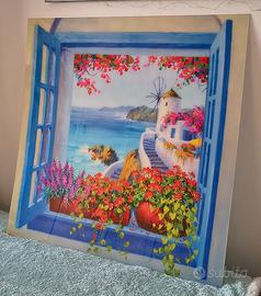 Quadro tela canvas e vetro acrilico