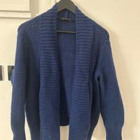 Cardigan blu in lana e cashmere