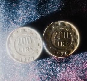 Coppia 200 lire 1978 e 1979 rare