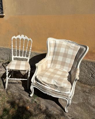 Poltrona vintage stile Luigi Filippo Shabby Chic