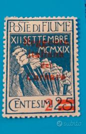 Fiume 1920- 2 su 25 ct azzurro. MH*