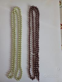 Collana Donna verde acqua e collana marrone