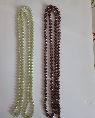 Collana Donna verde acqua e collana marrone