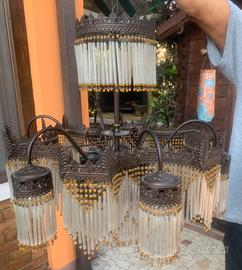 Due lampadari vintage con canule in vetro