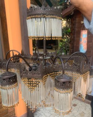 Due lampadari vintage con canule in vetro
