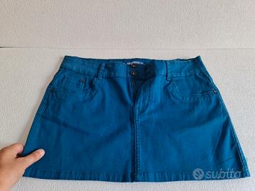 Minigonna Terranova Blu Ottanio a Costine Taglia S