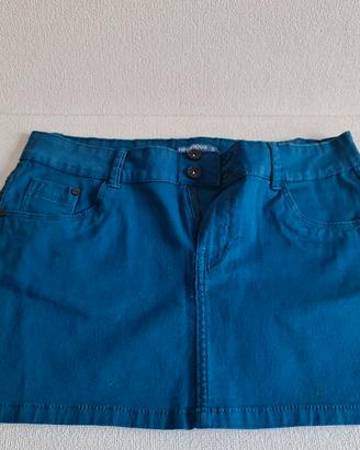 Minigonna Terranova Blu Ottanio a Costine Taglia S