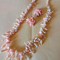Collana ed orecchini corallo rosa
