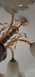 lampadario in vetro e ottone