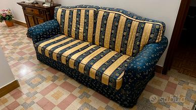 Divano 3 posti classico blu e oro – 2 metri – €150