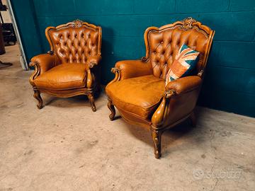 Coppia poltrone Chester Chesterfield in cuoio uk