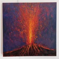 Quadro moderno olio su tela Etna in eruzione 