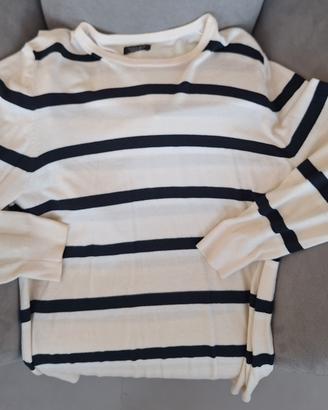 Maglione cotone uomo bianco/blu Zara Man