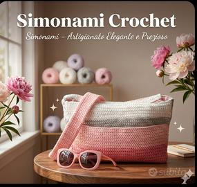 Borsa realizzata in cordino all'uncinetto 