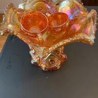 Vaso con base e due tazze di murano