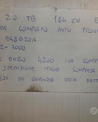 Motore completo autoprove bmw2.0 tb 184cv e6