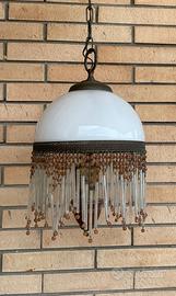 Lampadario vintage con pendenti in vetro