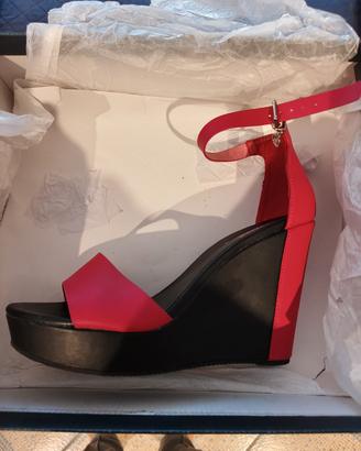 Sandali zeppa  rossi e neri Armani Jeans