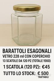 Barattoli esagonali vetro 228 ml con coperchio