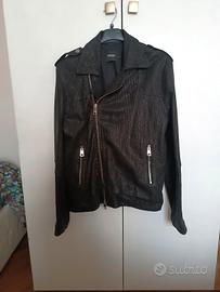 giacca in vera pelle stile chiodo 