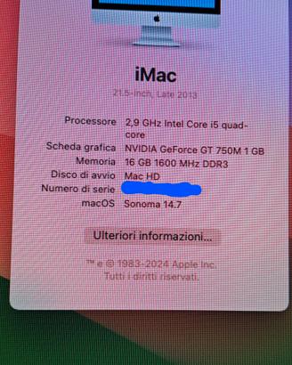 Apple Imac 21.5 Pollici Late 2013