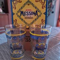 Bicchieri originali Birra Messina decorati nuovi
