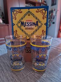 Bicchieri originali Birra Messina decorati nuovi
