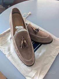 Mocassini in camoscio beige