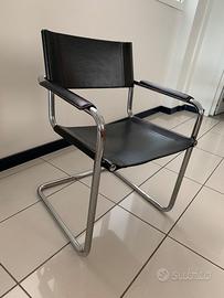 MG5 Matteo Grassi: sedia in cuoio con braccioli