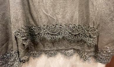 Maglia lana verde bosco Tg U con pizzo