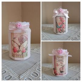 Barattoli stile vintage francese rose e farfalle 