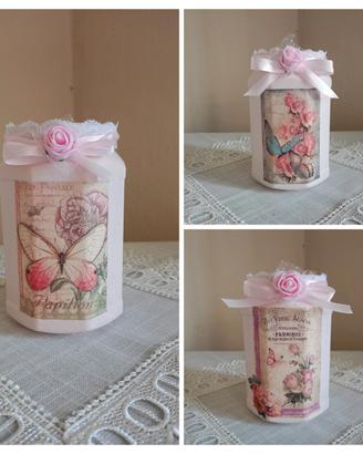 Barattoli stile vintage francese rose e farfalle 
