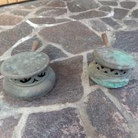 Coppia di scaldaletto in metallo (rame?)