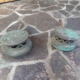 Coppia di scaldaletto in metallo (rame?)