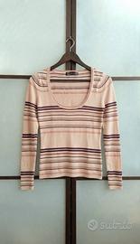 Maglia  righe Zara fantasia beige rosa marrone M/S