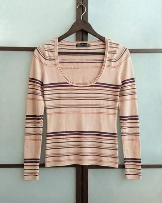 Maglia  righe Zara fantasia beige rosa marrone M/S