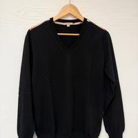 Maglione Burberry lana merino scollo a V nero tg.S