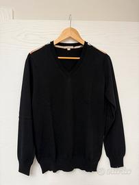 Maglione Burberry lana merino scollo a V nero tg.S